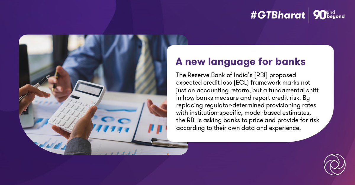 GrantThorntonIN's tweet image. With RBI moving to model-based, bank-specific ECL estimates, banks must anticipate losses, price risk accurately, and align lending with real-time data and insights.

Read the full article in the @FinancialXpress by our leader, Jatin Kalra: brnw.ch/21wXHx5

#Banking #ECL