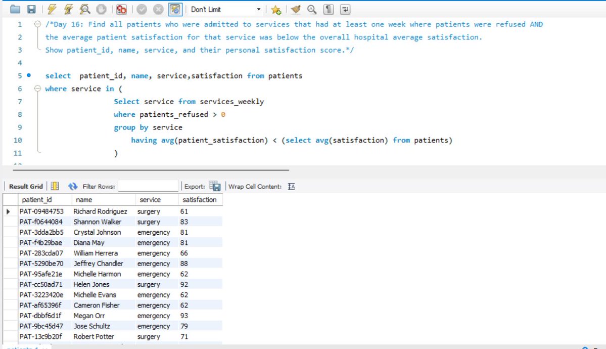 vinitsolanki111's tweet image. Day 16 of my 21 Days SQL Challenge ⚡

Topic : Subqueries in the WHERE Clause

Exploring how subqueries let you pull results based on other query outputs.

Challenge by
@indiandataclub &amp;amp; @dpdzero
#21DaysSQLChallenge #SQLDeveloper #LearnSQL #DataAnalytics #SQLwithIDC