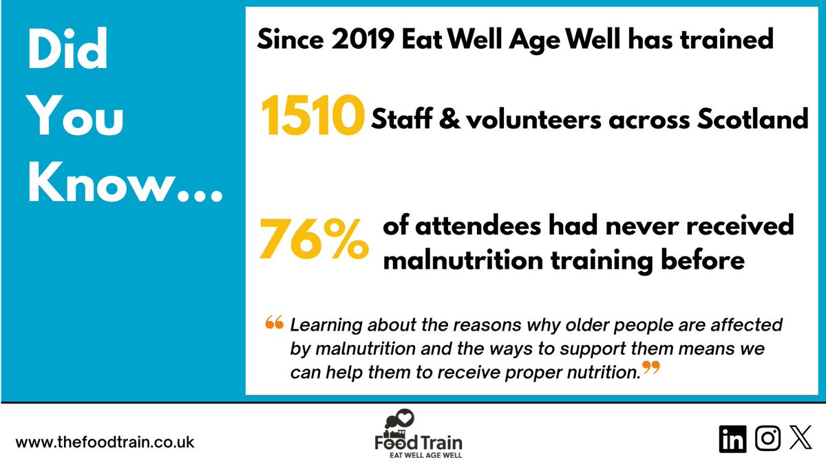 Many professionals who work closely with and support older people have never received malnutrition training.

This allows malnutrition to go undetected and must be changed. 

Visit our website for more information about the training we offer: bit.ly/3Lzi5FA

#UKMAW2025