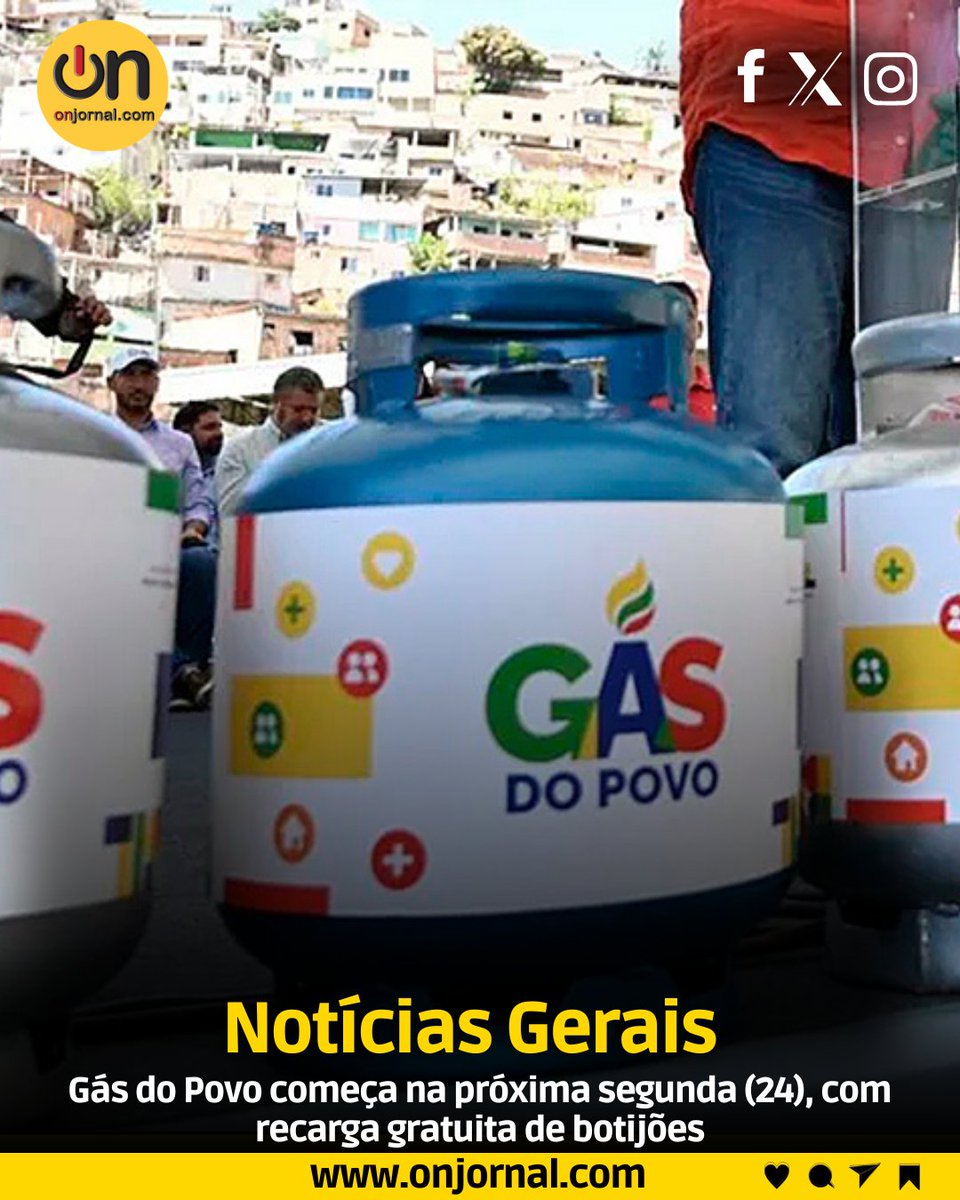 Onjornal1's tweet image. O #GásdoPovo, novo #programa do #governofederal que garante #recargagratuita de #botijões de #gás para #famílias em #vulnerabilidade, começa a operar na próxima segunda-feira (24).

Acesse:onjornal.com/site/noticia/g…