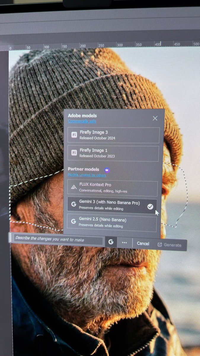 ozan_sihay's tweet image. Nano Banana Pro, Photoshop içine de geldi.