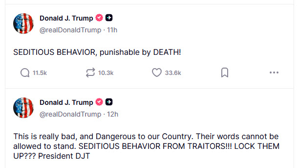 AftertheRose's tweet photo. @jaketapper Don't forget about this little diddy:  Calling a female reporter what he did, then calling for the death of these 6 courageous Dem lawmen/women os going way too far and now he should face the consequences.  He needs to be impeached and / or removed from power ASAP!!!! https://t.co/1ZeCIjZEja