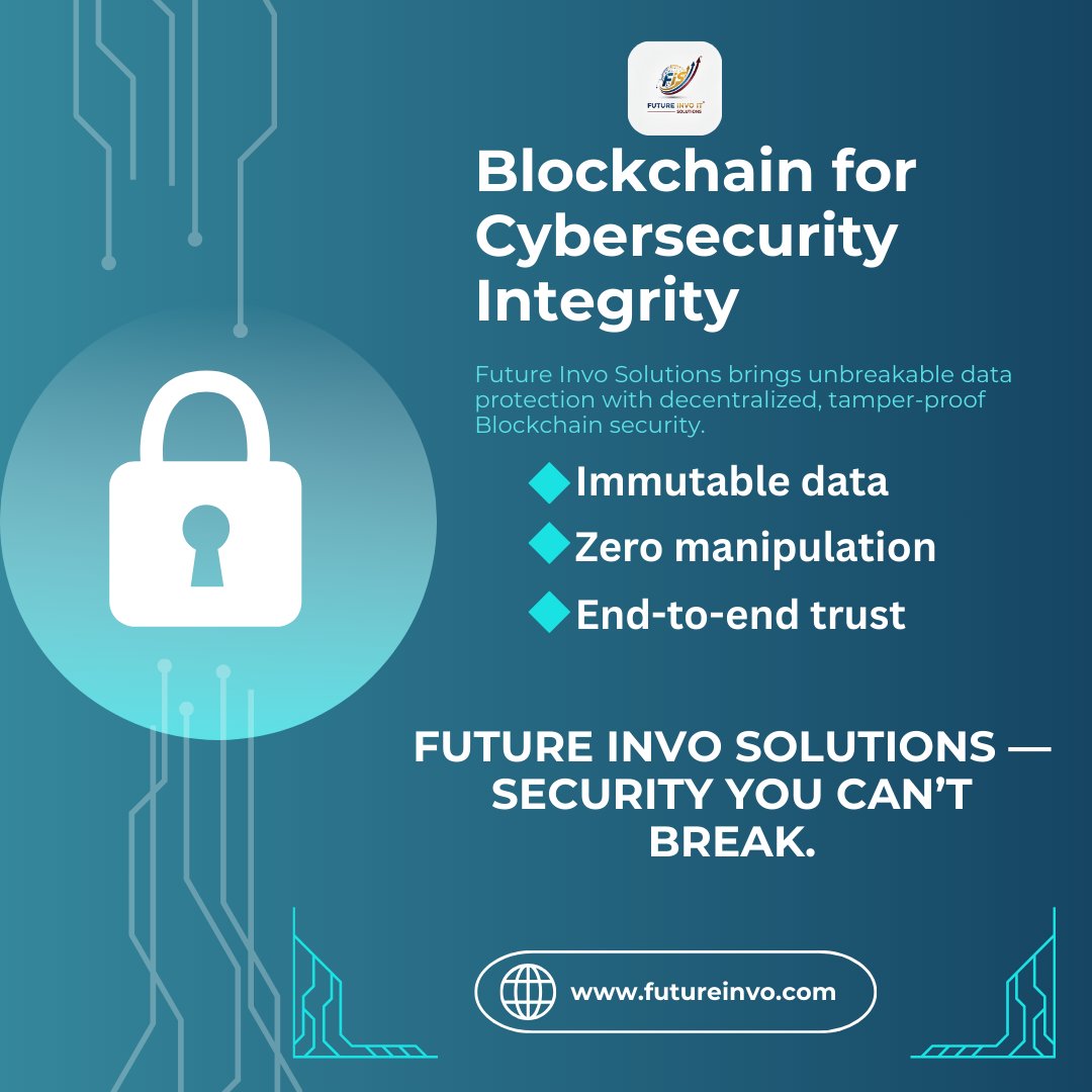 FutureInvo2025's tweet image. “Protect your business with next-gen security. Future Invo Solutions uses blockchain to ensure uncompromised data integrity and digital trust.”

#futureinvosolutions #blockchainsecurity #cybersecurity 
#dataintegrity #blockchaintechnology #decentralizedsecurity 
#infosecurity