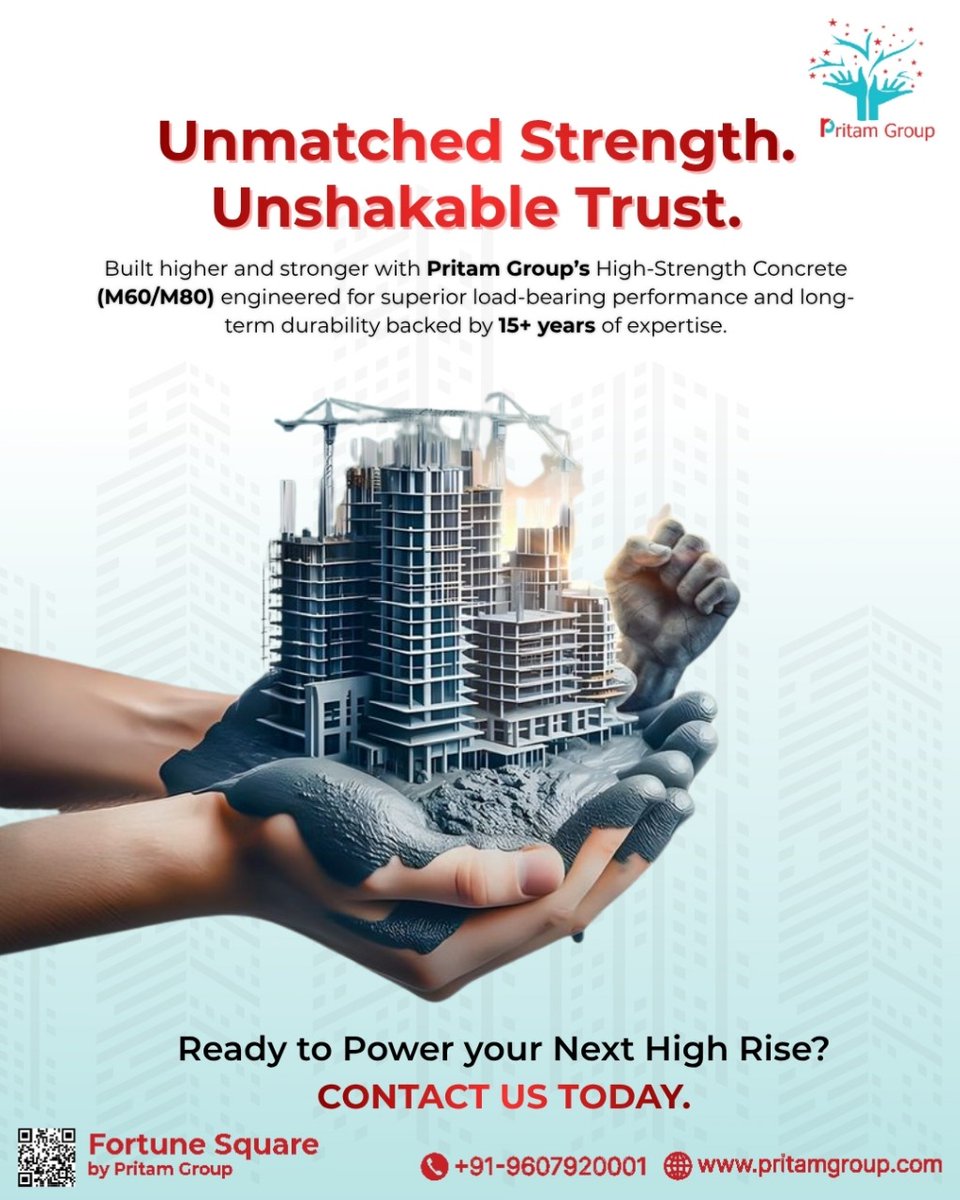 GanjewarPritam's tweet image. Pritam Group’s high-strength concrete (m60/m80) delivers top-tier durability backed by 15+ years of expertise.

Power your next high-rise today.
📞 +91-9607920001
🌐 pritamgroup.com

#pritamgroup #highstrengthconcrete #rmc #construction #engineering #infrastructure