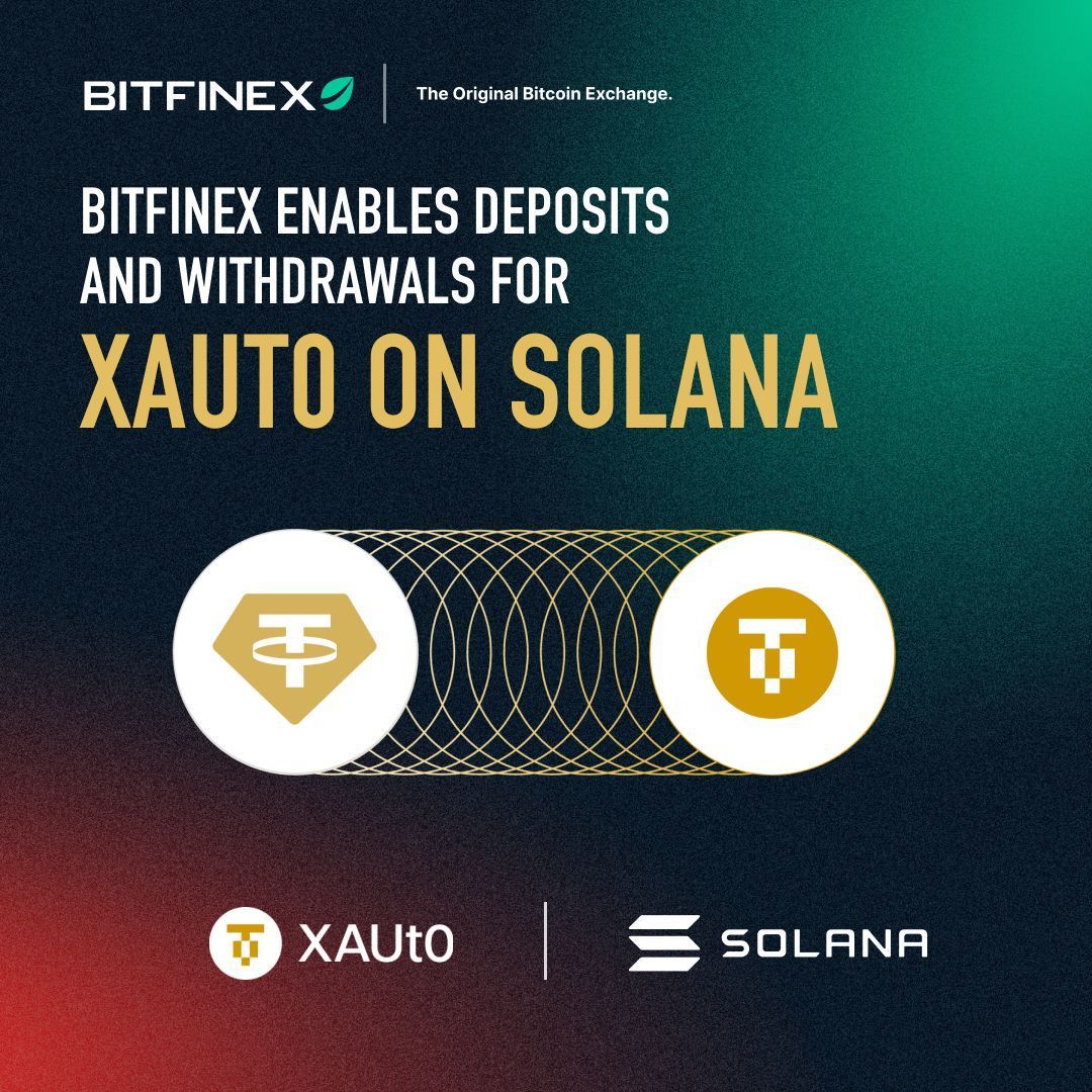 Moving your digital gold just got an upgrade. Bitfinex customers can now  deposit and withdraw XAUT0 via @solana - delivering faster transactions,  lower fees, and a smoother way to move your digital