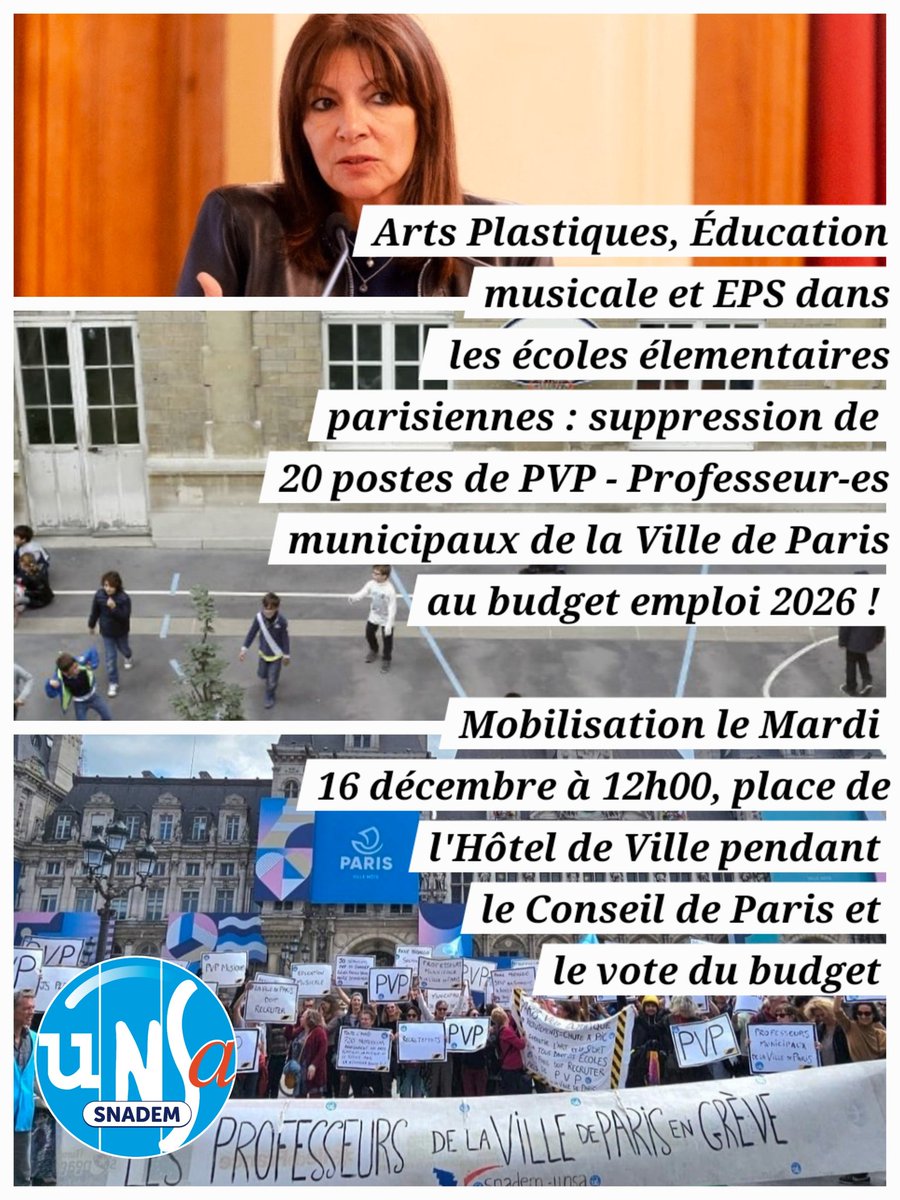 Snadem Unsa-Professeurs Ville de Paris tweet media