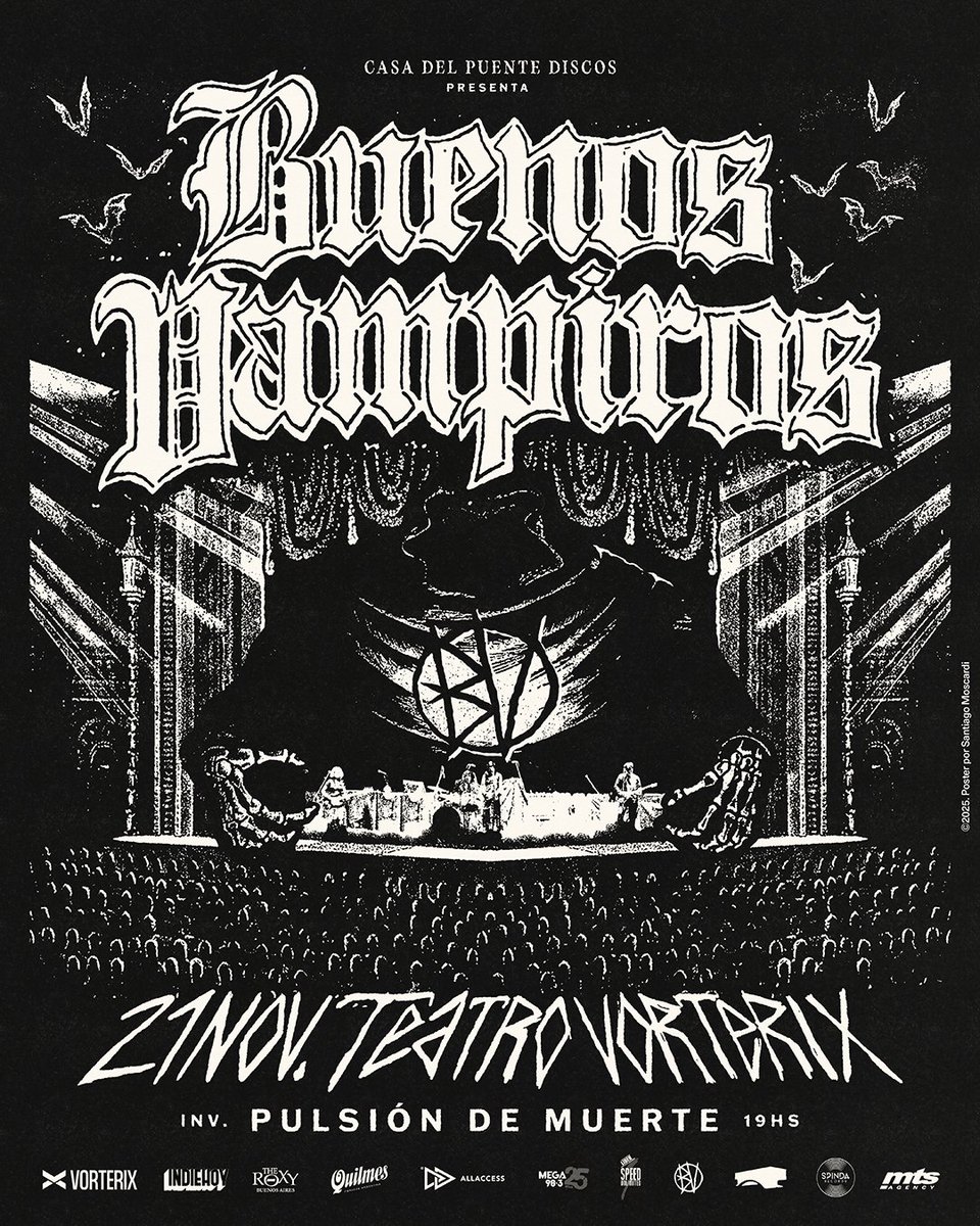Viernes 21/11 <a href="/BuenosVampiros/">buenos vampiros</a> en el <a href="/TeatroVorterix/">Teatro Vorterix</a> 
Abre la noche Pulsión de Muerte
Últimas entradas con descuento: allaccess.com.ar/event/buenos-v…