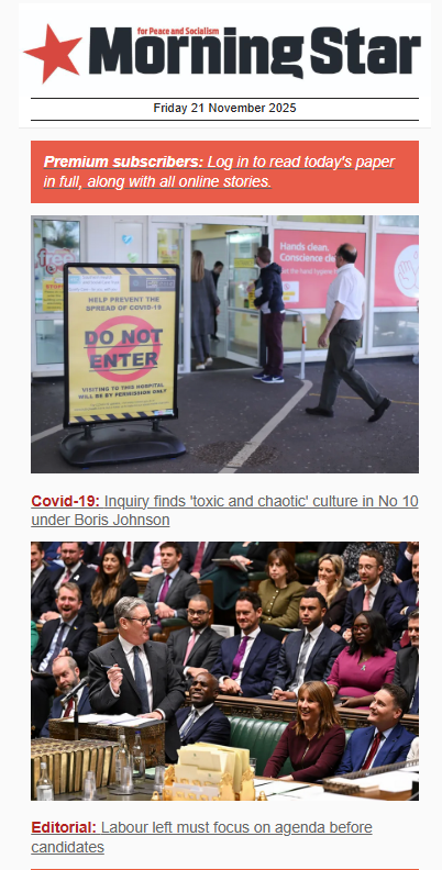 Labour4S's tweet image. Reject the capitalist variants and receive a daily dose of socialism in your inbox. Sign up to the free Morning Star daily newsletter here: morningstaronline.us19.list-manage.com/subscribe/post…