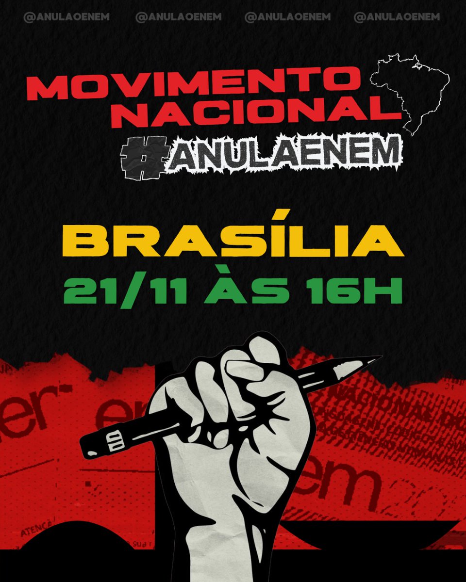 becurieousa's tweet image. É HOJE GALERA!!!!! Chegou o dia de impor a nossa voz na rua! 

O primeiro protesto da #AnulaENEM vai acontecer HOJE (21/11) às 16h aqui em BRASÍLIA!!Na sede do Inep, no SIG. 

Contamos com a presença de vocês pra reivindicar o que é nosso por direito! 

#AnulaENEM #AnulaENEMDF