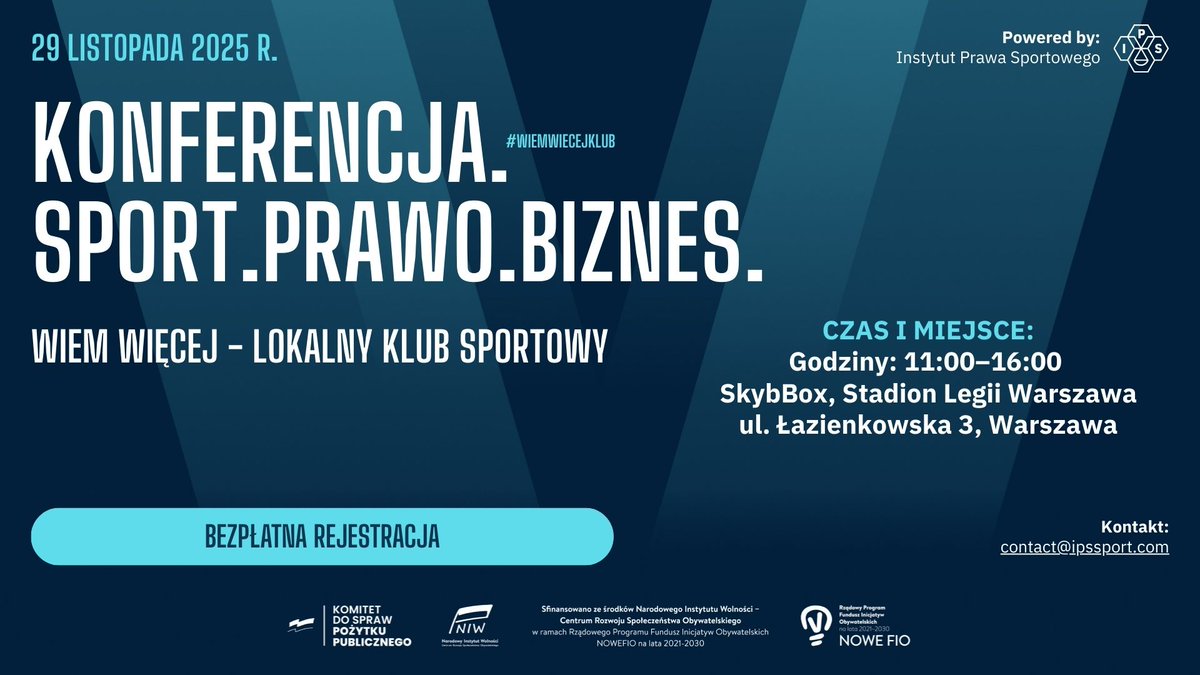 IPS_Sport's tweet photo. 🔥29 listopada 2025 widzimy się na stadionie Legii Warszawa! 
📍 Miejsce: SkyBox, Stadion Legii Warszawa, ul. Łazienkowska 3, Warszawa
🕒 Godzina: 11:00–16:00
💸 Udział: bezpłatny (obowiązuje rejestracja) https://t.co/hMAMSqQuTj