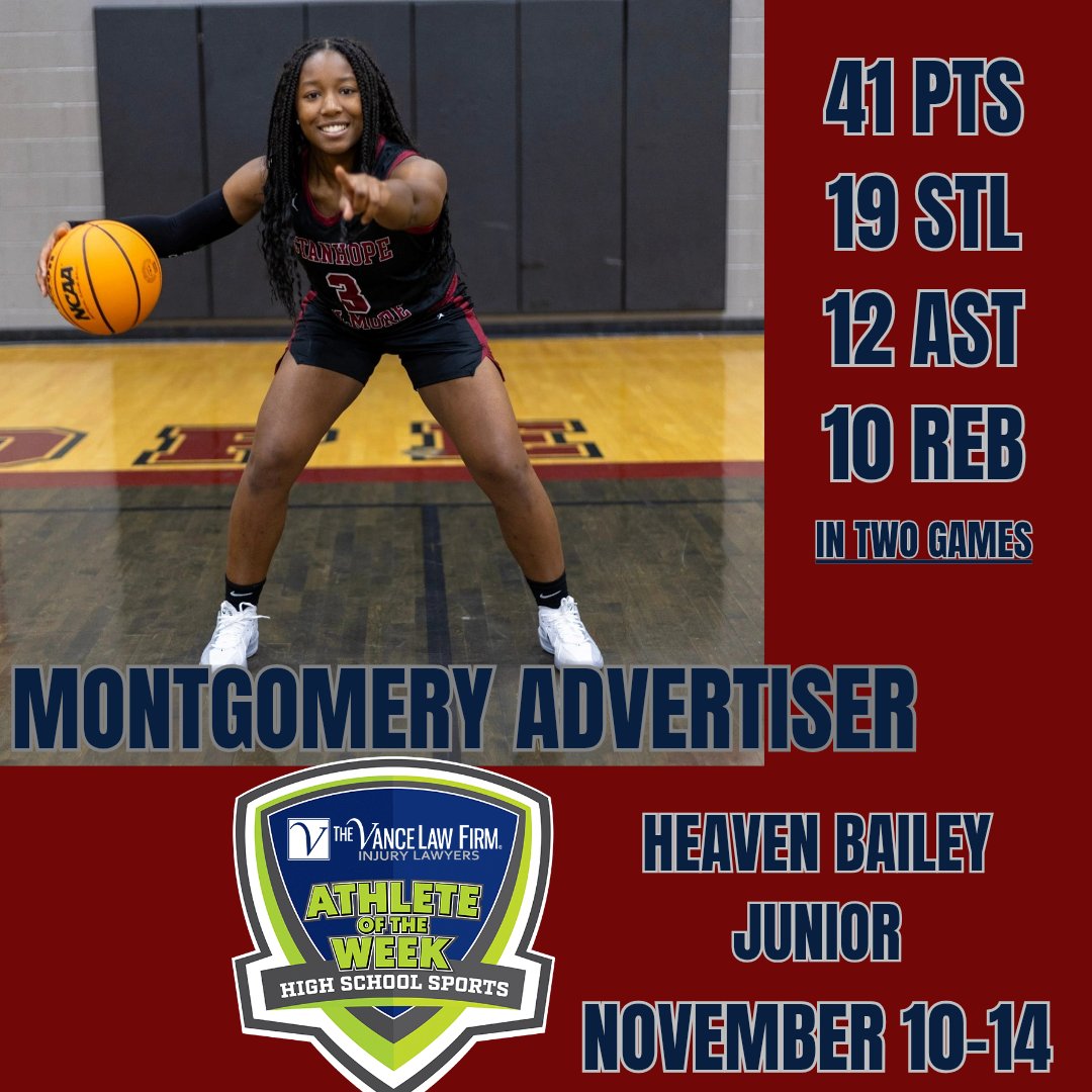 Congratulations to Junior, Heaven Bailey, for being voted The  Montgomery Advertiser's Vance Law Firm Girls Athlete of the Week for Nov. 10-14!!! <a href="/0213HLB/">Heaven L Bailey</a>