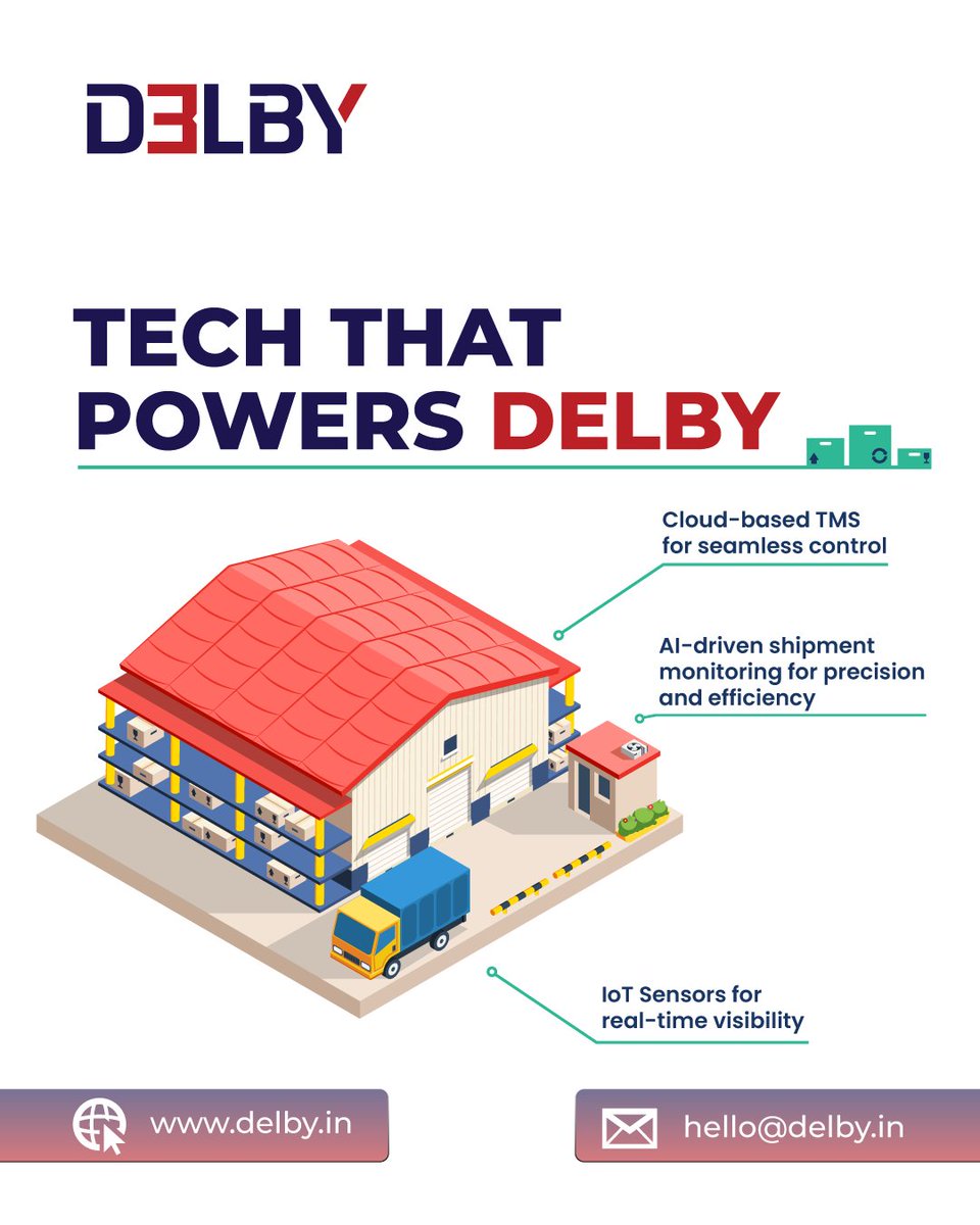 DELBYHQ's tweet image. Tech that keeps logistics moving.
From cloud-based TMS to AI monitoring and IoT visibility — DELBY is powered by precision, control, and innovation.
👉 delby.in | 📩 hello@delby.in

#DELBY #logisticstech #smartlogistics #innovation #supplychain #iot #ai #efficiency