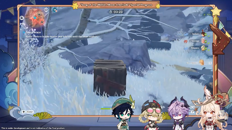 G8_Genshin's tweet image. The Soulblazers&apos; Snowbound Journey is a #Dragonspine event feat. a 4-star bow weapon reward! Minigames include: snowtrace hide-and-seek, frontier recon, snowball launching, and combat trial! ⛄️❄️

#GenshinImpact #SpecialProgram #LunaIII #Livestream #Game8