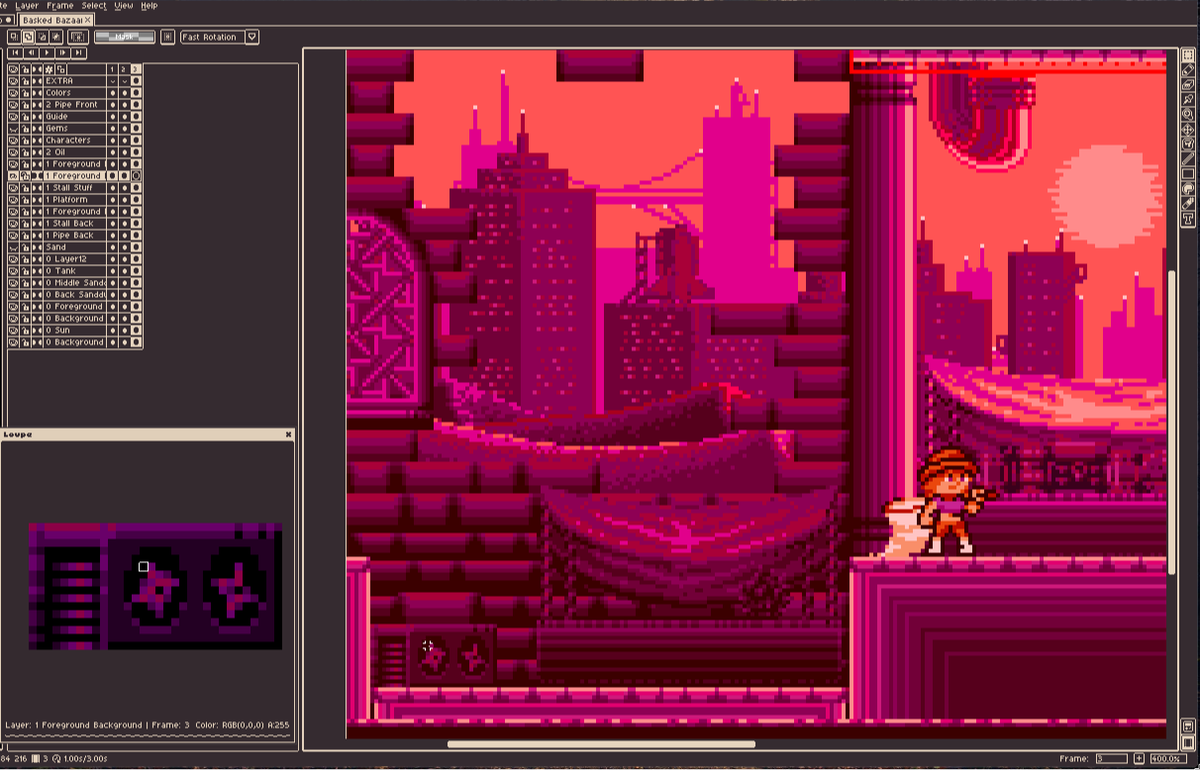 PipPuzzle's tweet image. Something I&apos;m loving a lot about @aseprite is that if a feature doesn&apos;t exist I can implement it via script / extension. f/e, a GraphicsGale-style loupe which has features like only displaying the current layer.

May release it if there&apos;s interest.
#pixelart #indiegames