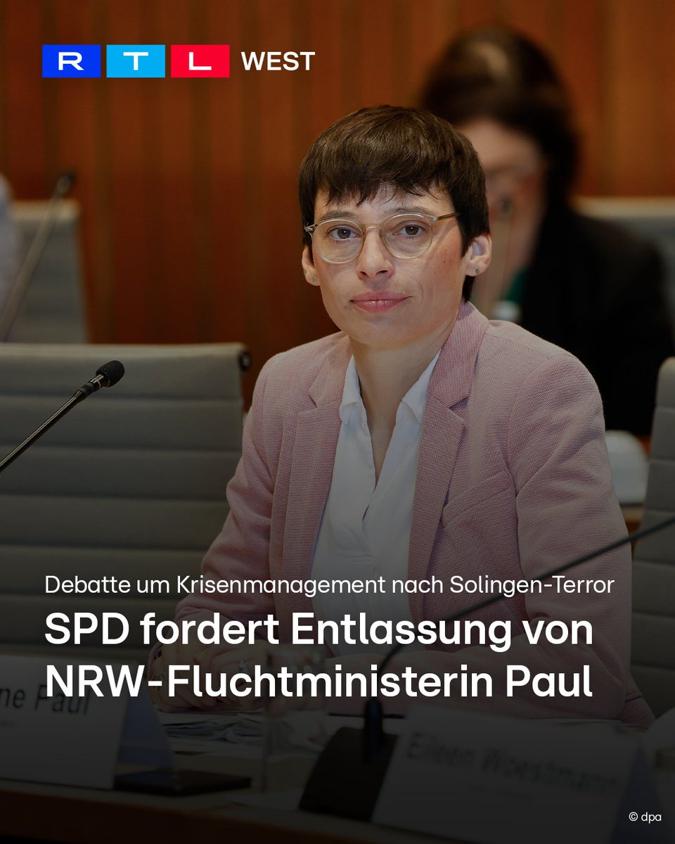 RTLWEST's tweet image. #LisaKapteinat, Fraktionsvorsitzende der NRW-#SPD, fordert die Entlassung von NRW-Fluchtministerin #JosefinePaul (#Grüne). Das hat die Sozialdemokratin in einem Interview mit RTL WEST bekanntgegeben. Das Vertrauen sei komplett erschüttert, erklärte #Kapteinat. Sie fordert nun von…