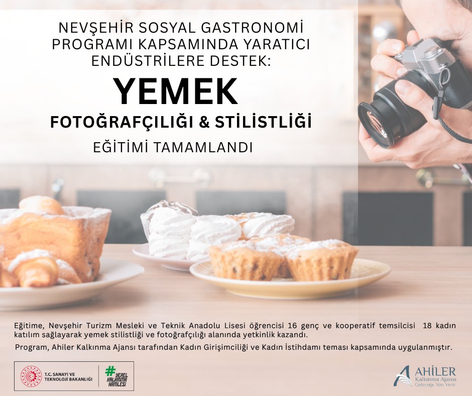 ahilerkalkinma's tweet image. Nevşehir Sosyal Gastronomi Programı kapsamında düzenlenen “Yemek Stilistliği ve Yemek Fotoğrafçılığı Eğitimi” başarıyla tamamlandı!

Ahiler Kalkınma Ajansı olarak kadın istihdamını, kadın girişimciliğini ve gençlerin yaratıcı endüstrilerdeki becerilerini güçlendirmeye devam…