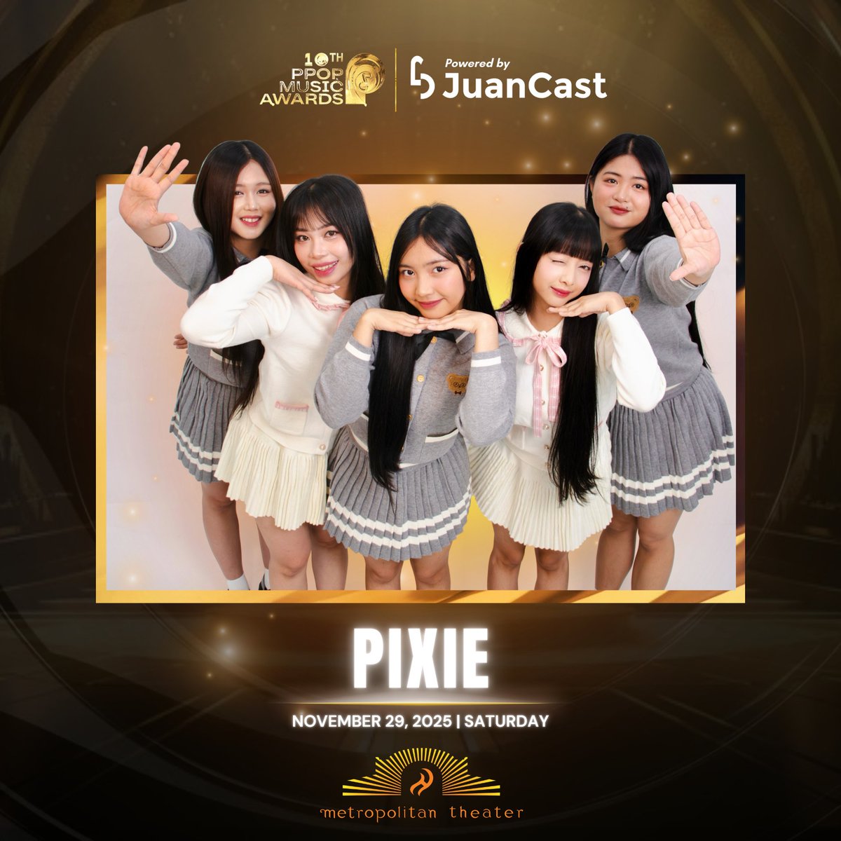PPOPStagePH's tweet image. 𝗖𝗮𝘂𝘀𝗲 𝗜'𝗺 𝗔𝗱𝗱𝗶𝗰𝘁𝗲𝗱 𝘁𝗼 𝗬𝗼𝘂~ 🎵

Magkita-kita kasama ang @pixieofficialph ngayong November 29 sa Metropolitan Theater para sa 10th PPOP Music Awards Powered by JuanCast🏆🎶

#PIXIE
#10thPPOPMusicAwards
#PhilippinePopularMusicAwards
#PPMA2025