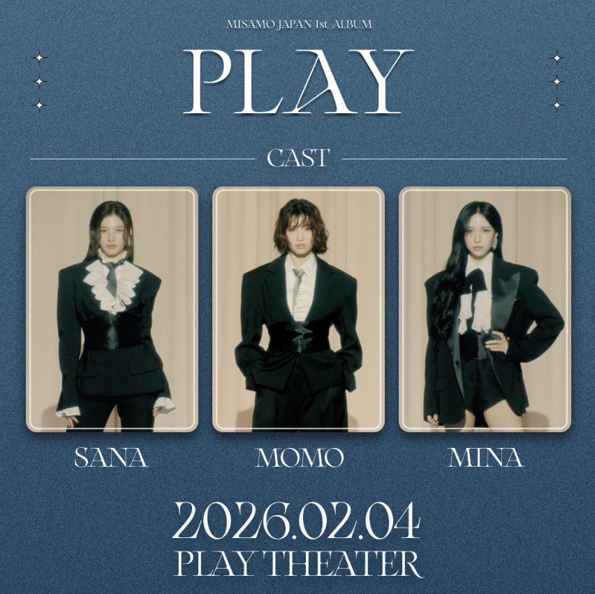 AboutMusicYT's tweet image. TWICE's MISAMO announces their first full album, Play, out February 4th.