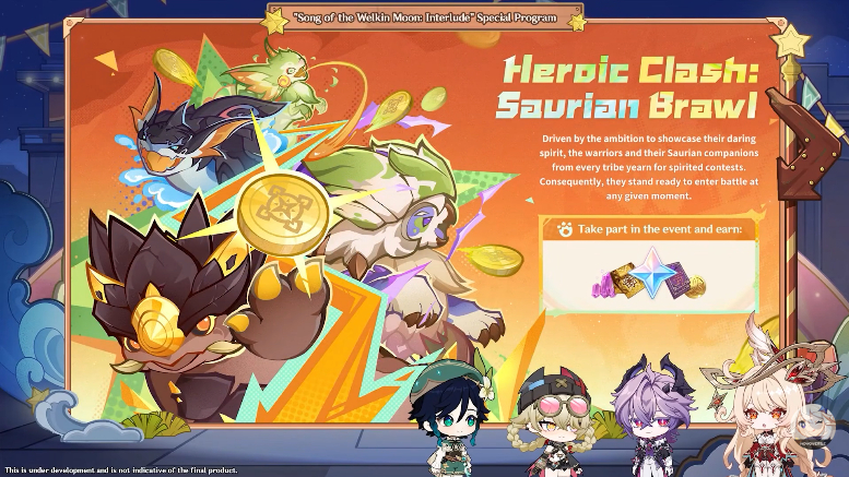 G8_Genshin's tweet image. Another Natlan event is the Heroic Clash: Saurian Brawl! In this Co-Op event, travelers need to use Saurians to collect coins and get the highest score 🪙

#GenshinImpact #SpecialProgram #LunaIII #Livestream #Game8