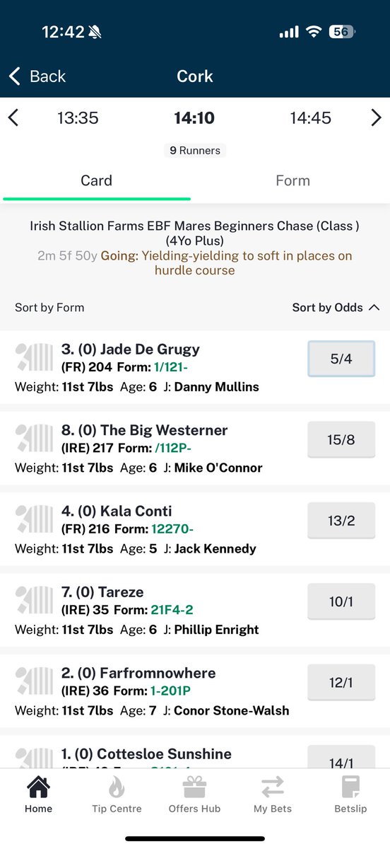 5/4 Jade De Grugy, dead price now opened at 2’s but she shouldn’t be beat🩵🩶 Bring on the mares chase