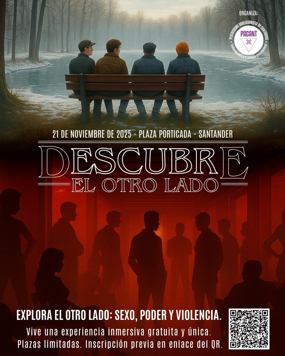 IgualdadSDR's tweet image. 💜 Experiencia inmersiva: “El otro lado”
La @Aplecigualdad  te invita a descubrir otra realidad detrás de lo que vemos: Sexo. Poder. Violencia. 

📍 Plaza Porticada
🗓 21 de noviembre
⏰ 17:30 y 19:00h

📲 Apúntate aquí:  docs.google.com/forms/d/e/1FAI…

@zulemagancedo 

#25N