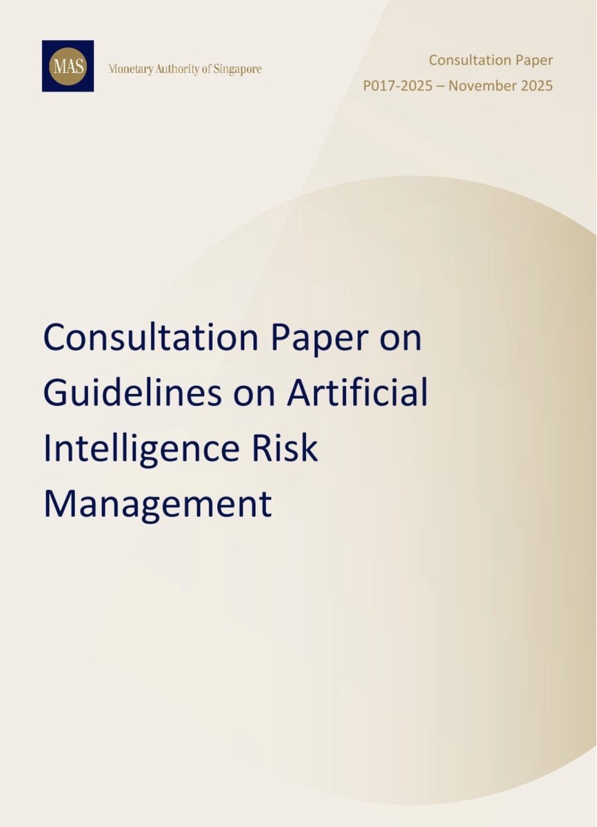 nafisalam's tweet image. Guidelines for #ArtificialIntelligence #RiskManagement in #FIs

#Bigdata #GenerativeAI #Fintech #Banking #Banks #AIbias #Regulation #Regtech #datamanagement #fairness, #transparency #explainability

@Damien_CABADI @bamitav @mikeflache @Nicochan33 @jasuja 

mas.gov.sg/news/media-rel…