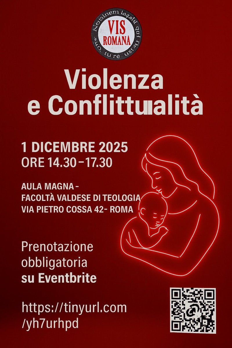 VisRomana's tweet image. #VisRomana invita al convegno “Violenza e Conflittualità”, un pomeriggio di approfondimento dedicato alla lettura #professionale delle dinamiche #familiari e alla #tutela della #donna e dei #figli nelle situazioni di #violenza #domestica.
Prenotazioni:
tinyurl.com/yh7urhpd