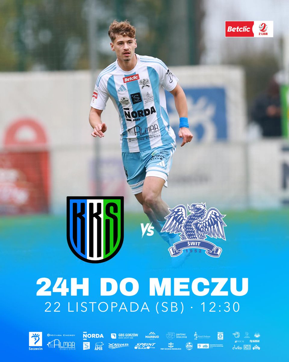 𝟐.𝐋𝐢𝐠𝐚: 𝐙𝐚𝐜𝐳𝐲𝐧𝐚𝐦𝐲 𝐫𝐮𝐧𝐝𝐞̨ 𝐫𝐞𝐰𝐚𝐧𝐳̇𝐨𝐰𝐚̨ ⚽️🚀⚓️

Już jutro o godzinie 12:30 zagramy w Kaliszu z tamtejszym KKSem pierwszy mecz rundy rewanżowej sezonu 2025/2026.
Będzie to także ostatni wyjazdowy mecz Świtowców w bieżącym roku kalendarzowym.
Na inaugurację