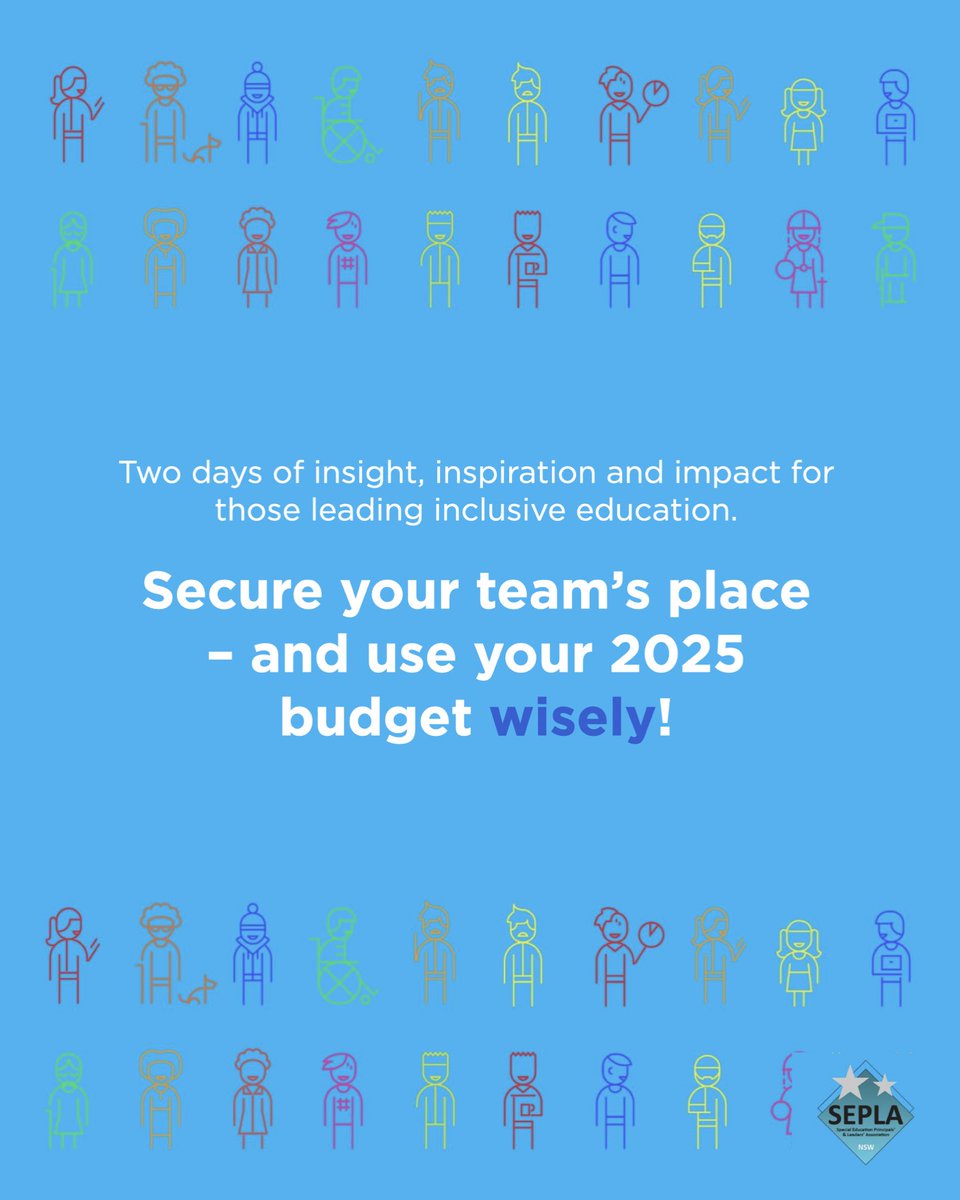 Early Bird Registration open for SEPLA-CON 2026!
 20–21 July 2026 | ICC Sydney
Use your 2025 budget to secure seats at Australia’s leading special education conference.
 Two days of insight, inclusion + innovation.

Group registration available (10 + staff). Don’t miss out!