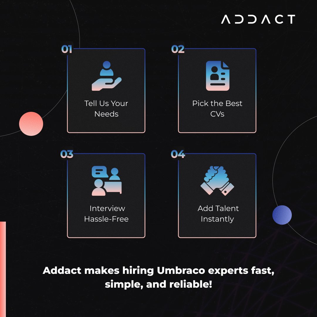 AddactTech's tweet image. Unlock Expertise with Addact Hire Top Umbraco Developers Effortlessly! Get the right Umbraco expertise onboard fast, simple, and reliable. Hire Now: addact.net/umbraco-cms-de… #Addact #Umbraco #HireDevelopers #WebDevelopment #CMSExperts #UmbracoDevelopment