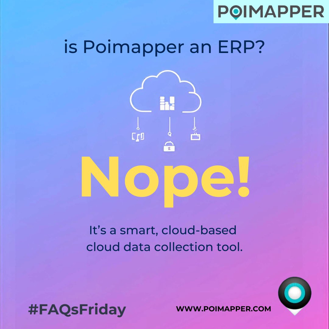 poimapper's tweet image. FAQ: Is Poimapper an ERP system?

No! Poimapper is a mobile platform for field inspections, audits &amp;amp; reporting. Capture data offline, sync automatically, assign tasks &amp;amp; empower on-site decisions.
#FAQ #FieldInspection #MobileData #Poimapper #DigitalTransformation