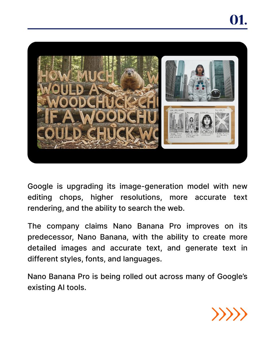 Rejoicehub's tweet image. Google just unveiled Nano Banana Pro, its most powerful image-generation model yet.🚀🔥
.
.
#rejoicehubllp #nanobananapro #googleai #aimodel
#generativeai #aiediting #visualtech #technews
#aiadvancement #googleupdate #aiinnovation
#techupdate #gemini #foryou
