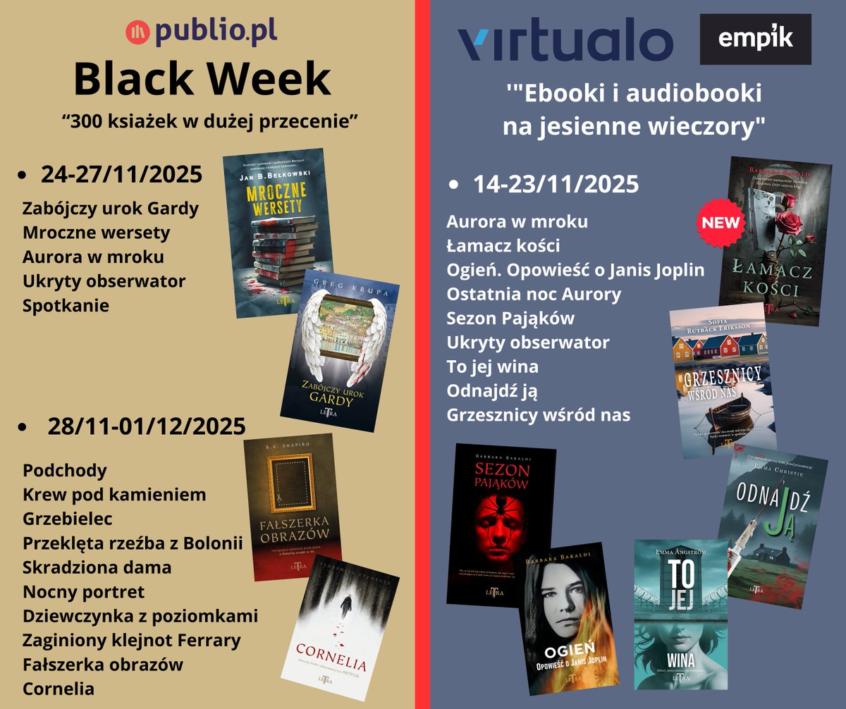 WydArkady's tweet photo. Na literackim niebie szykuje się deszcz promocji, i to taki, po którym nikt nie szuka parasola, tylko… CZYTNIKA📷
https://t.co/OjAaCObYjz, Virtualo i https://t.co/XCyR9Eytya już polerują swoje wirtualne półki, bo nadciąga wielka wyprzedaż ebooków LeTry. https://t.co/erVWx73rAK