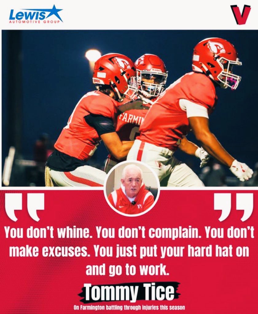 Grateful to work with Coach Tice. His belief in our kids —and his focus on attitude and hard work—has elevated our program. 

“You don’t whine. You don’t complain. You don’t make excuses. You just put your hard hat on and go to work.”—Tom Tice