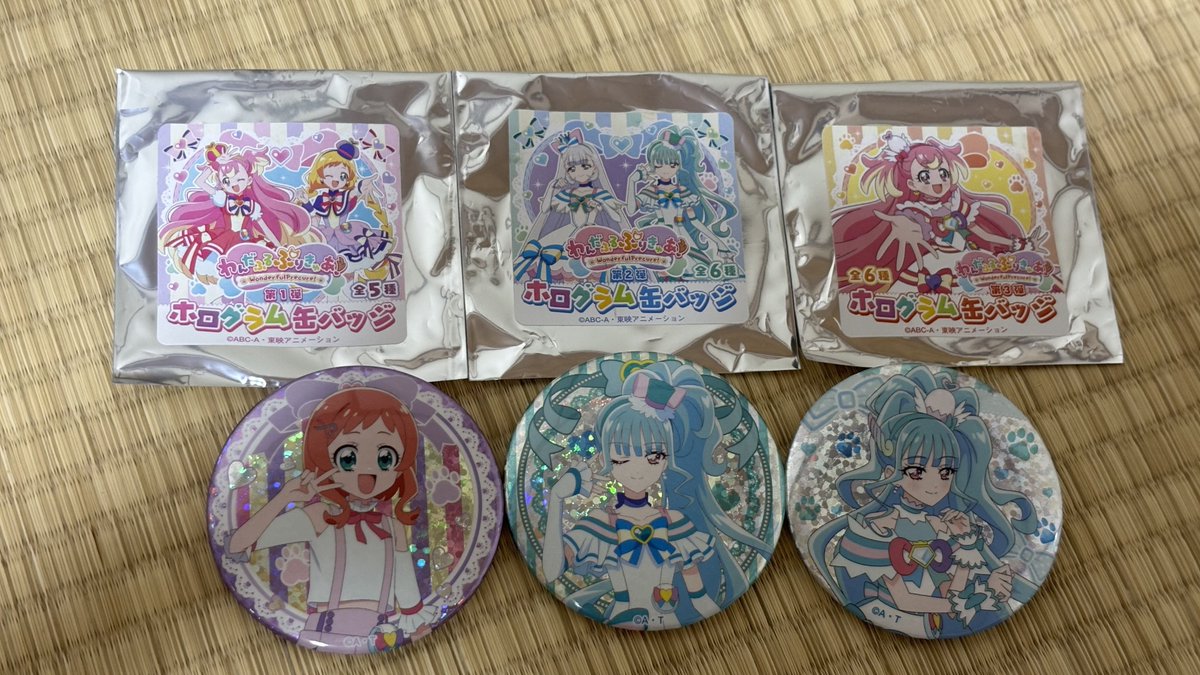 今回もわんぷりのホログラム缶バッジ購入✨ いつも通り第1弾〜第3弾を