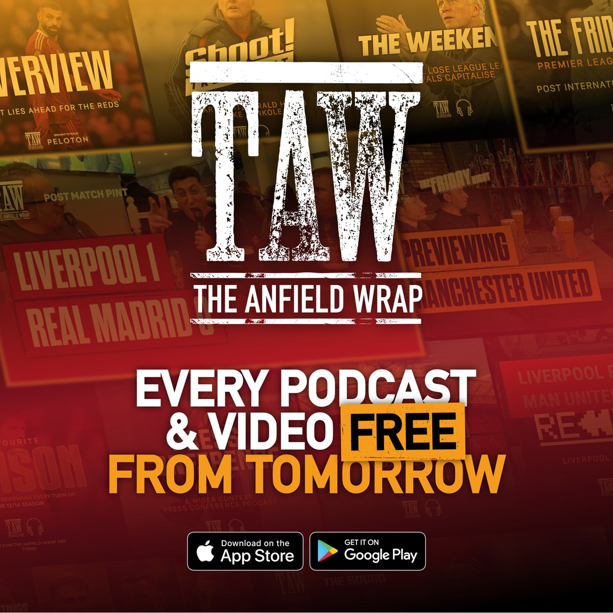 🚨 Starting tomorrow, our award-winning subscription content will be released for FREE wherever you get your podcasts and on Youtube.

If you’re already a subscriber, we'd love it if you could share the shows and tell all your mates to get on it for free ✊

#TAWFREEWeek