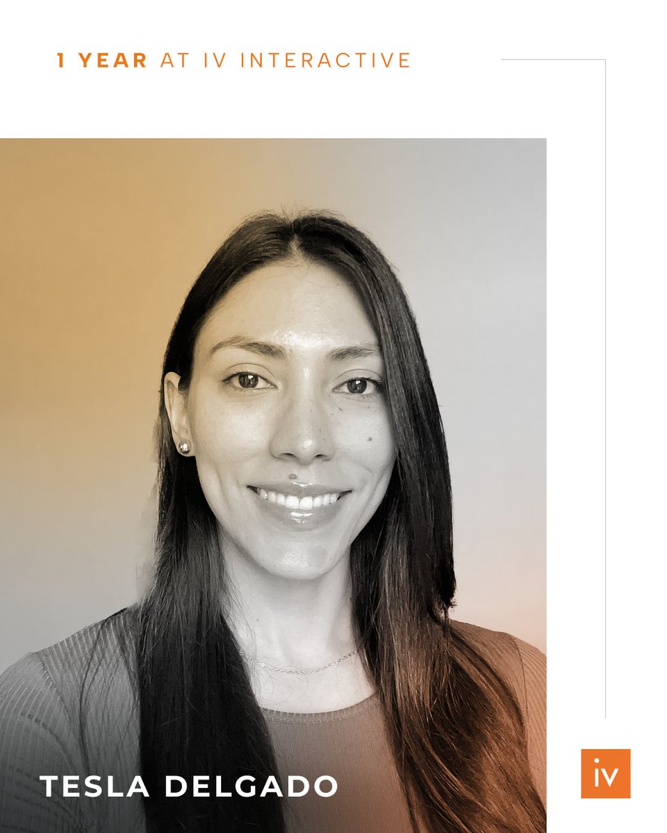 ivinteractive's tweet image. Join us in celebrating Tesla Delgado’s 1-year anniversary at IV Interactive. As a Project Coordinator, she brings focus, organization, and steady support to every project she’s part of. We’re glad to have her on the team and excited for what’s ahead.