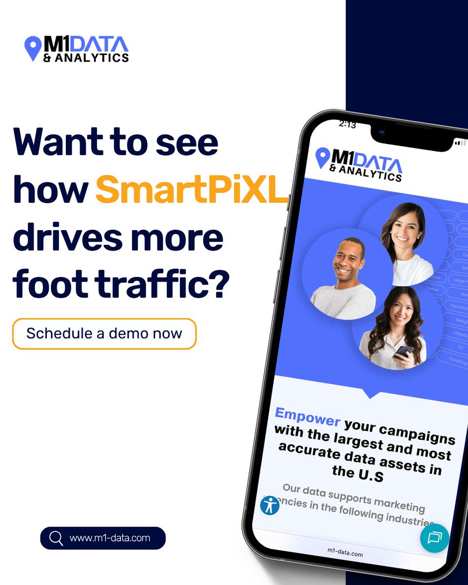 M1Data's tweet image. 𝐖𝐚𝐧𝐭 𝐭𝐨 𝐭𝐮𝐫𝐧 𝐝𝐚𝐭𝐚 𝐢𝐧𝐭𝐨 𝐫𝐞𝐚𝐥-𝐰𝐨𝐫𝐥𝐝 𝐢𝐦𝐩𝐚𝐜𝐭?

SmartPiXL helps you connect digital engagement to in-store visits—with measurable results.

📈 More visibility. More conversions. More foot traffic. 

👉🏻 Schedule your demo and see SmartPiXL in action.