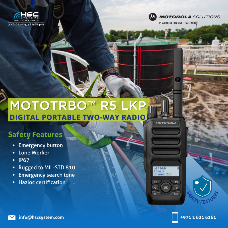 HSCSystem's tweet image. Safety You Can Count On 🛡️ The MOTOTRBO R5 keeps you connected, protected, and ready for anything.

#HSCS 
#forasaferworld #uae #abudhabi #dubai #digitaltransformation
#MotorolaSolutions #MOTOTRBO #R5Keypad 
#ملتزمون_ياوطن
#نتصدر_المشهد