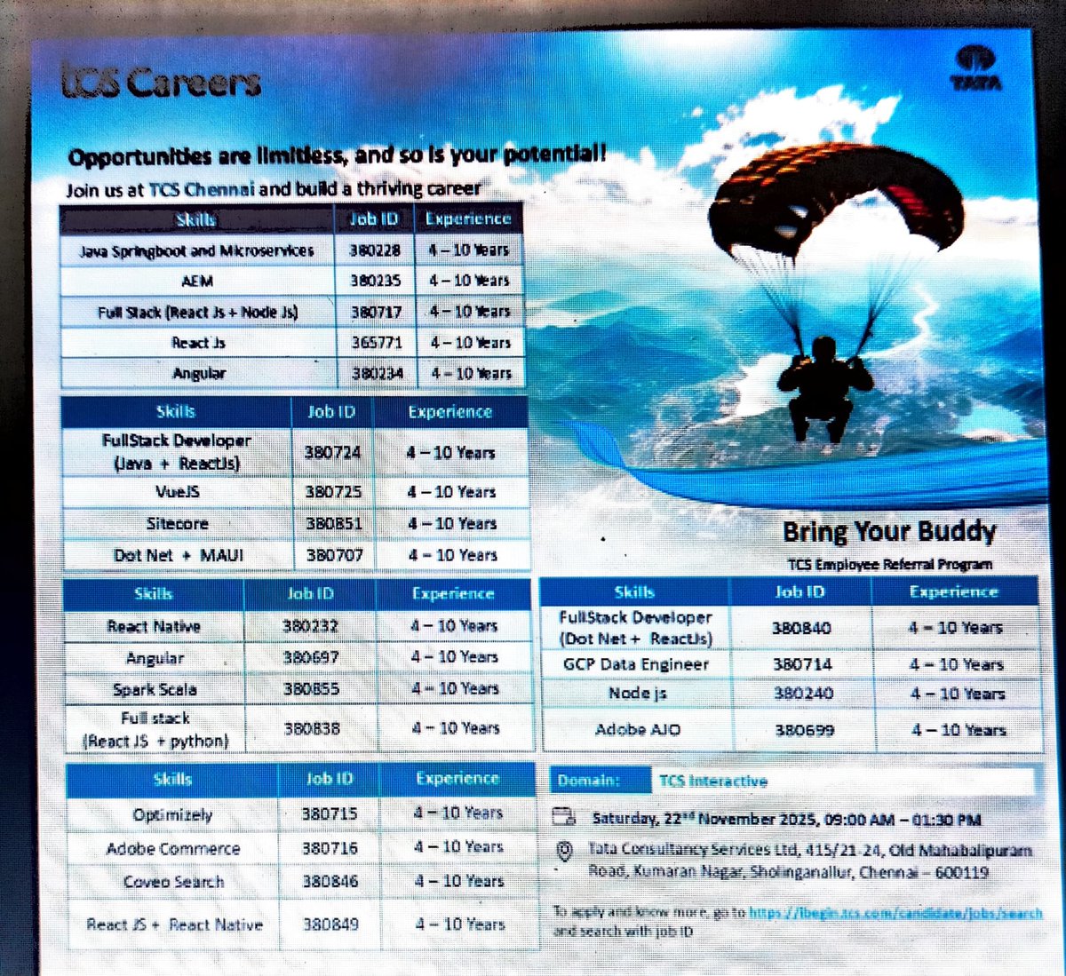 Rpsamy555's tweet image. Job opportunity for Experienced IT people.
#IT
#Tcs
Walk in interview in Tcs , Kumaran nagar, Chennai on 22 Nov.
#FullStackDeveloper 
#Angular 
#interview 
#chennai