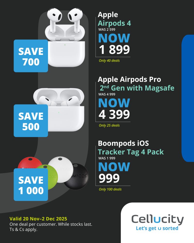 MelroseArch's tweet image. Exclusively at Cellucity stores only, Find us at Cellucity Melrose Arch, Let’s Get U Sorted!

Find Us At Middle Retail Galleria | Piazza | Melrose Arch

#OnlyAtMelroseArch #Cellucity #LetsGetUSorted #Blackfriday