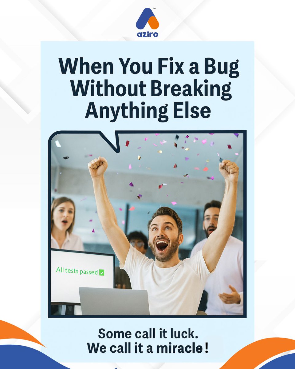 AziroTech's tweet image. That rare moment when the stars align, the code behaves, and nothing else breaks.
Miracles do happen — ask any developer.

#TechHumor #DeveloperLife #CodingWins #AziroTech #FunFriyays #FridayHumor #FunFriday #Aziro