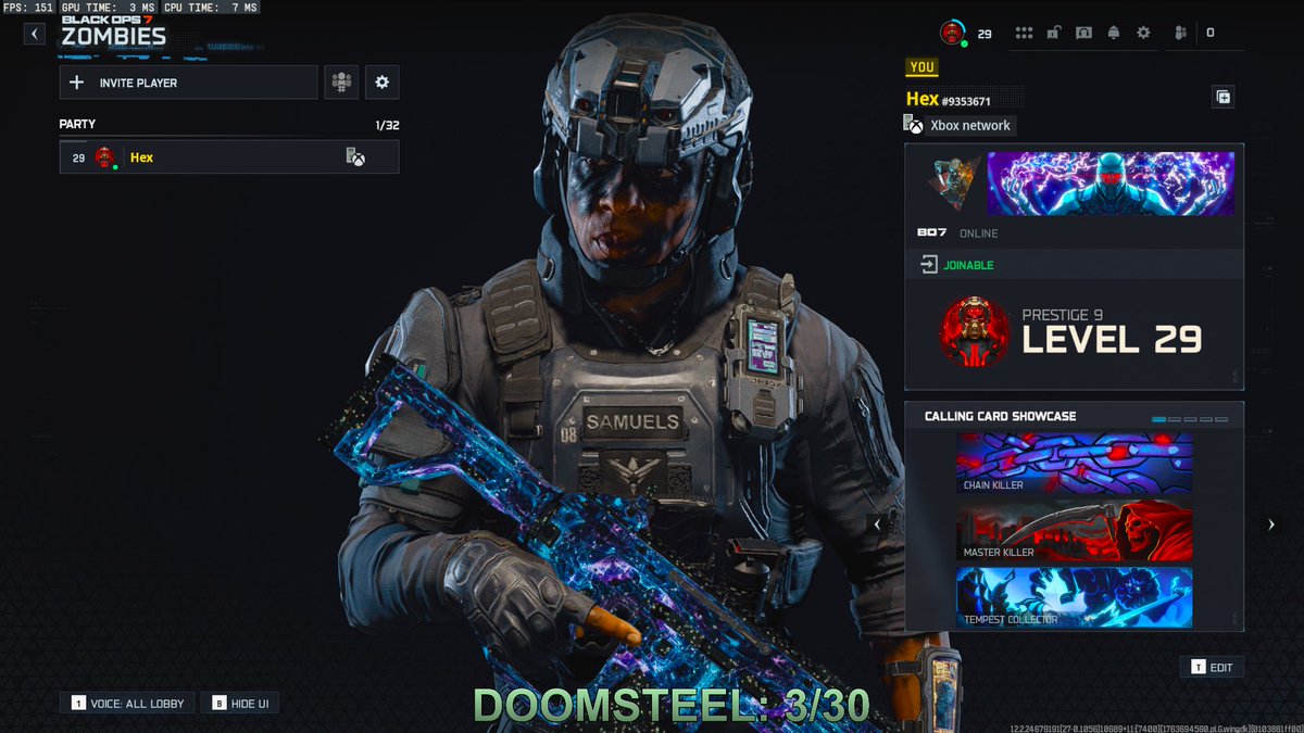 PRESTIGE 9 
SINGULARITY ✅
ALL GUNS GOLD &amp; BLOODSTONE IN ZOMBIES 
3/30 DOOMSTEEL #BO7 
twitch.tv/OiHex