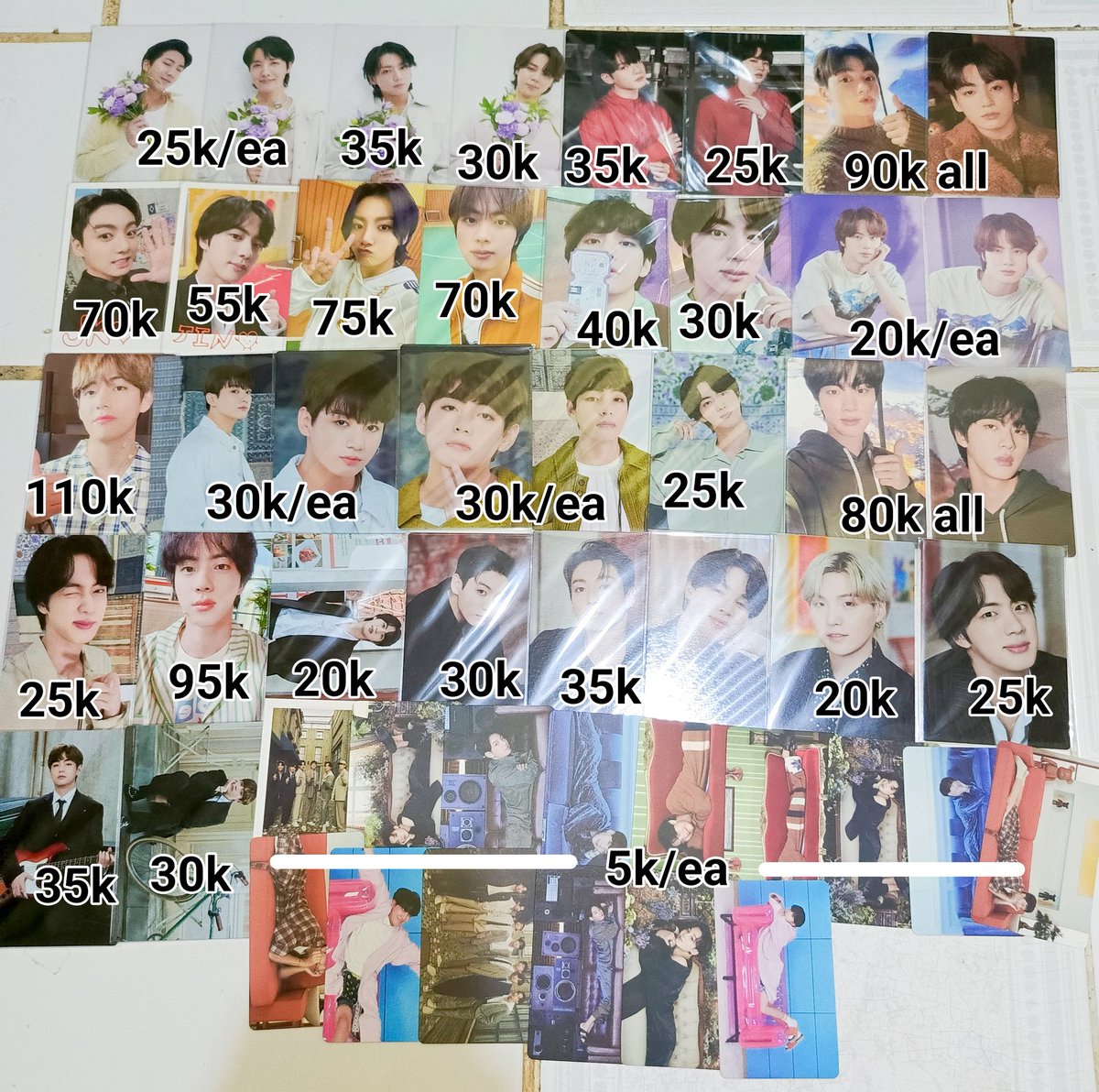 favoojekey's tweet photo. help rt please🥺🙏

wts in rush clearance sale pc &amp; mpc BTS✨

☑️ keep event
☑️ ready kamar siap kirim
☑️ nego tipis
📍Jakbar
❌ exc pack + adm Shopee
‼️ not for sensitive buyer

wts bts bangtan photocard pc mpc taehyung seokjin jungkook jimin namjoon yoongi hoseok https://t.co/C6zLnkVGgy