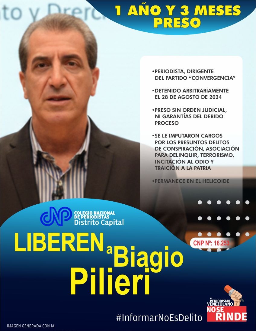 #21Nov / #Hoy  el periodista y dirigente político Biagio Pilieri cumple 450 días de una detención cruel: ❌ Negación de abogado Privado. ❌ Prohibición de contacto Familiar.  Su "delito" ? Pensar distinto, ser una voz disidente.
 #LibertadYaParaBiagioPilieri  #DDHH