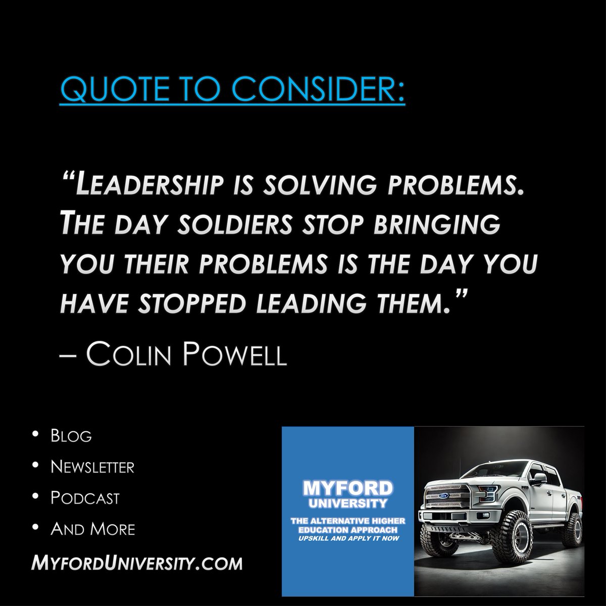 TheRealGSloane's tweet image. A quote to consider . . . 

#Quotes #Motivation #Insights #MyfordUniversity

MyfordUniversity.com