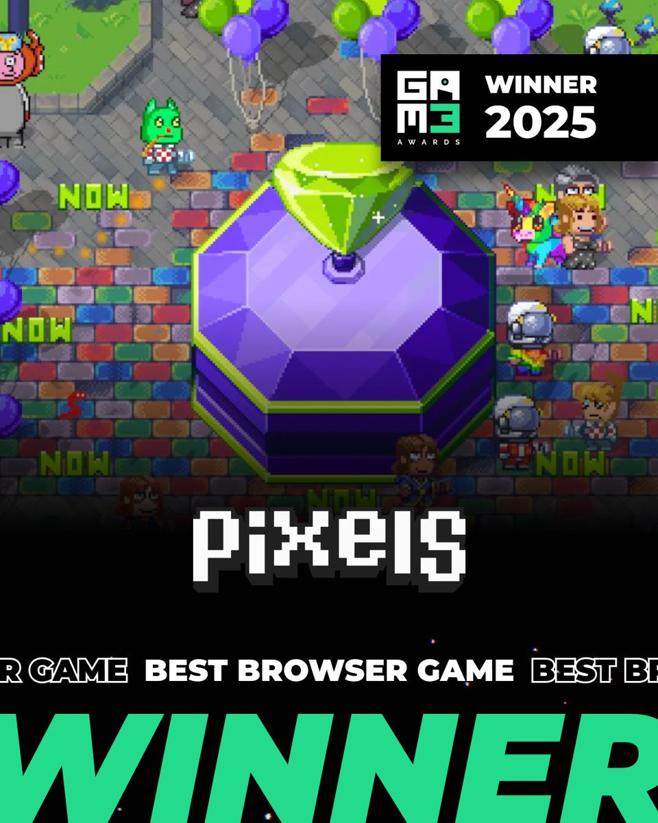 GAM3Sgg_'s tweet image. Congratulations to @pixels_online for winning Best Browser Game in the 2025 GAM3 Awards! ✨