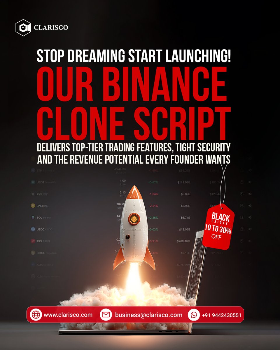 ClariscoSol's tweet image. Many founders tell us the same thing:

&apos;I had the idea... but I waited too long.&apos;

🖤 Black Friday Offer Is Live Now!

Contact us to get your Special Discount!

📞 +91 94424 30551
📧 business@clarisco.com