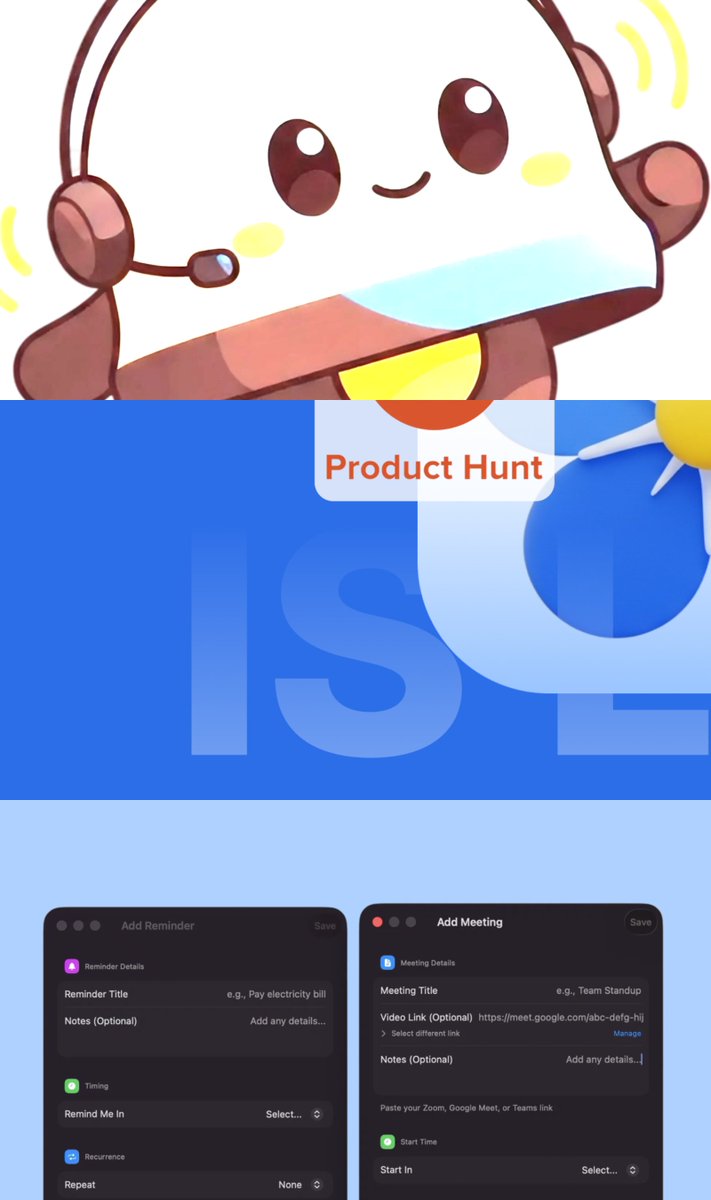 uxderrick's tweet image. 🚨 We just launched Chime on Product Hunt! 🚨

Built so you do not forget your important commitments: 
- Full-screen alerts that are IMPOSSIBLE to ignore. 
- Unifies All Your Calendars + Apple Reminders + Todoist Tasks. 
- Auto-detects 30+ video platforms. 
- One-click join.…