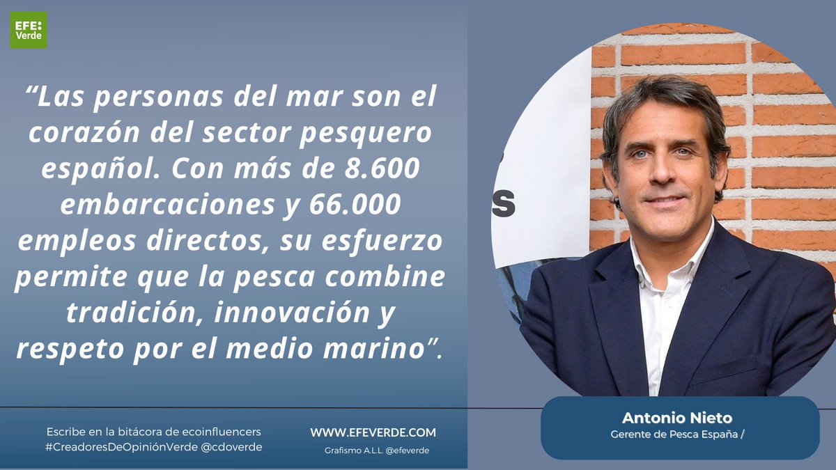 EFEverde's tweet photo. Un océano más sano y una pesca sostenible gracias a las personas del mar. Escribe Antonio Nieto, Gerente de @pescaespana y firma invitada en #CreadoresDeOpiniónVerde en el #DíaMundialPesca
https://t.co/AVmBpezCfU https://t.co/026P8jOH2O